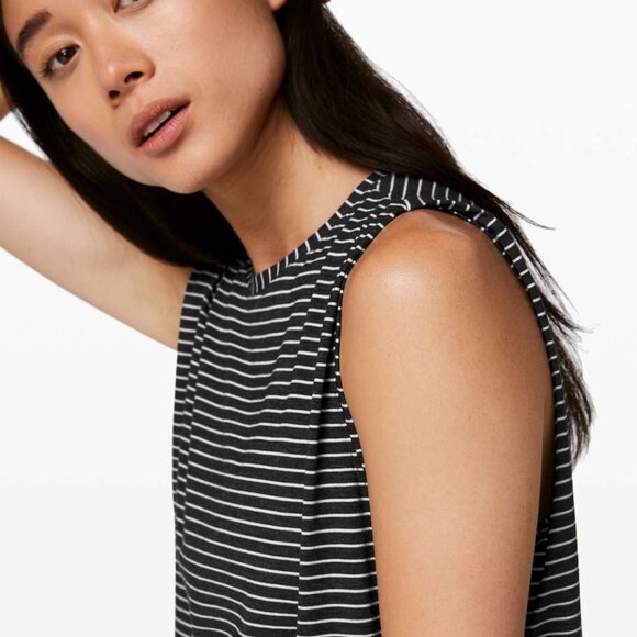Lululemon Brunswick Muscle Tank Modern Stripe Heathered Black White - Picture 4 of 11